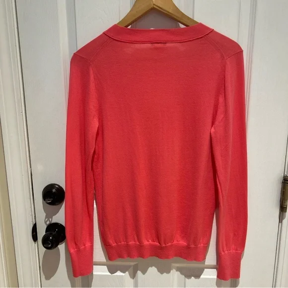 J Crew Womens Sweater Salmon Long Sleeve V Neck Cotton Summer Medium RN77388 - Picture 2 of 12